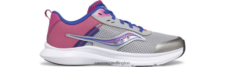 Saucony Kids Axon 3 Sneaker Grey/Fuchsia 0066X1007