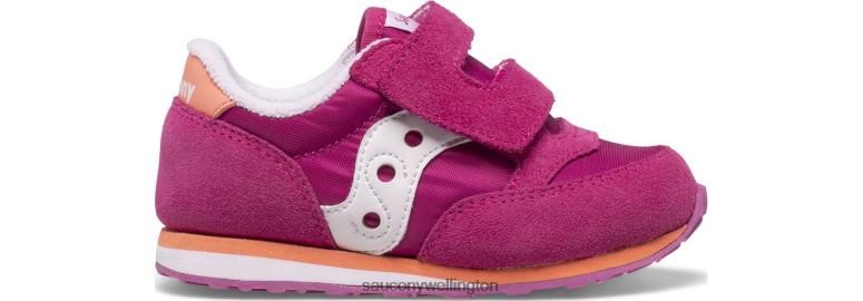 Saucony Kids Baby Jazz Hook & Loop Sneaker Fuchsia/Coral/White 0066X989