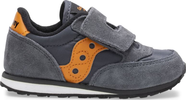Saucony Kids Baby Jazz Hook & Loop Sneaker Grey/Orange 0066X992
