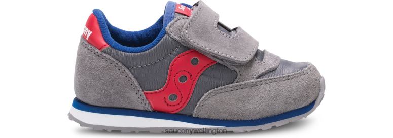 Saucony Kids Baby Jazz Hook & Loop Sneaker Grey/Red 0066X993