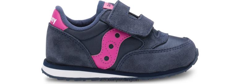 Saucony Kids Baby Jazz Hook & Loop Sneaker Navy/Pink 0066X995