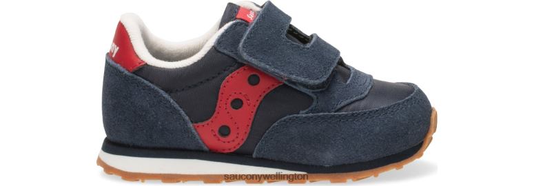 Saucony Kids Baby Jazz Hook & Loop Sneaker Navy/ Red 0066X985