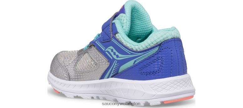 Saucony Kids Cohesion 14 A/C Jr. Sneaker Silver/Periwinkle/Turq 0066X921