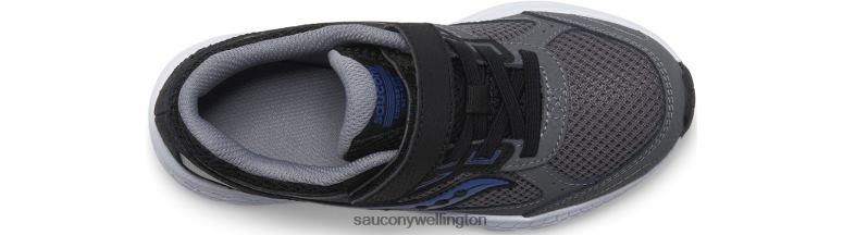 Saucony Kids Cohesion 14 A/C Sneaker Black/Grey/Blue 0066X913