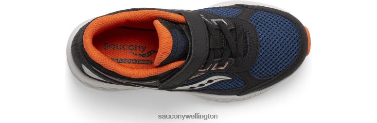 Saucony Kids Cohesion 14 A/C Sneaker Black/Navy/Rust 0066X914
