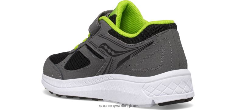 Saucony Kids Cohesion 14 A/C Sneaker Grey/Black/Green 0066X916