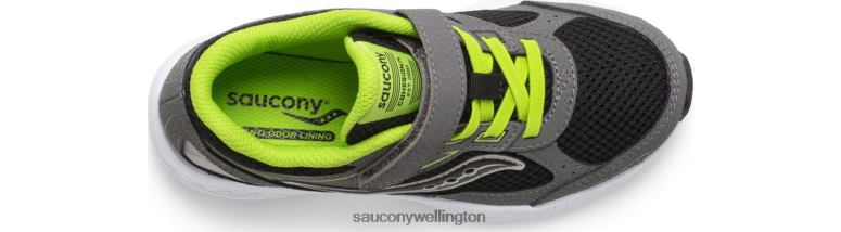 Saucony Kids Cohesion 14 A/C Sneaker Grey/Black/Green 0066X916