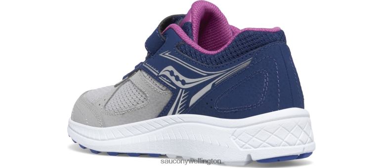 Saucony Kids Cohesion 14 A/C Sneaker Navy/Grey/Grape 0066X917