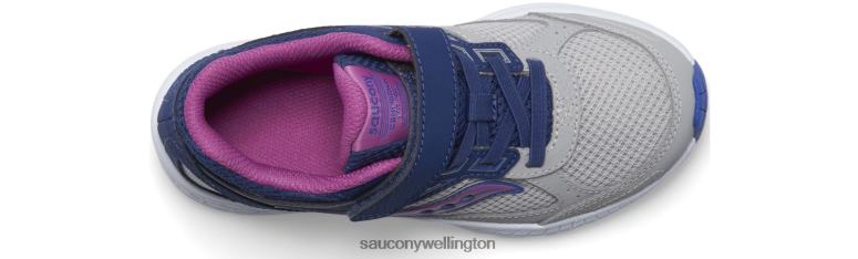 Saucony Kids Cohesion 14 A/C Sneaker Navy/Grey/Grape 0066X917