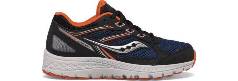 Saucony Kids Cohesion 14 Lace Sneaker Black/Navy/Rust 0066X928