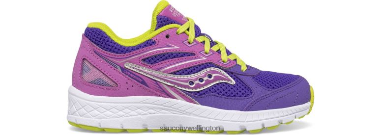 Saucony Kids Cohesion 14 Lace Sneaker Purple/Green 0066X933