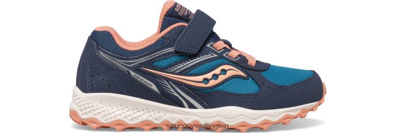 Saucony Kids Cohesion TR14 A/C Sneaker Navy/Teal/Coral 0066X974