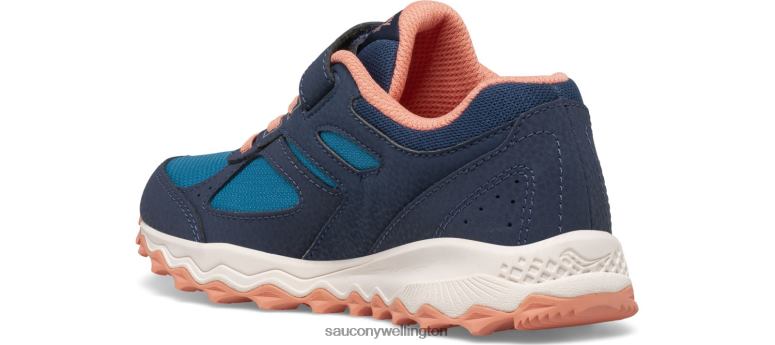 Saucony Kids Cohesion TR14 A/C Sneaker Navy/Teal/Coral 0066X974