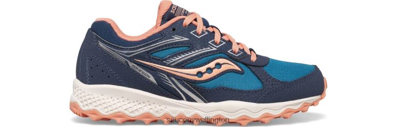 Saucony Kids Cohesion TR14 Lace Sneaker Navy/Teal/Coral 0066X896