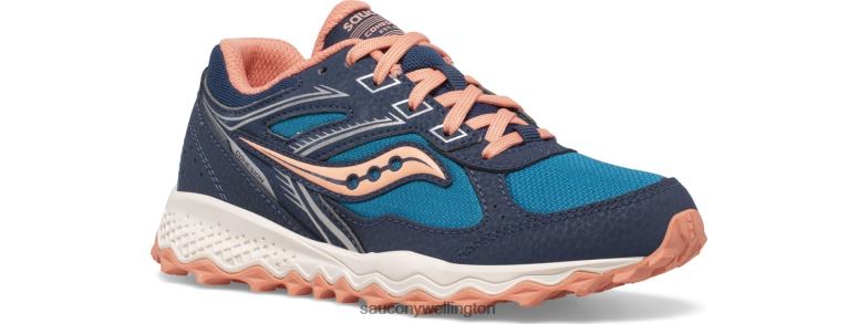 Saucony Kids Cohesion TR14 Lace Sneaker Navy/Teal/Coral 0066X896