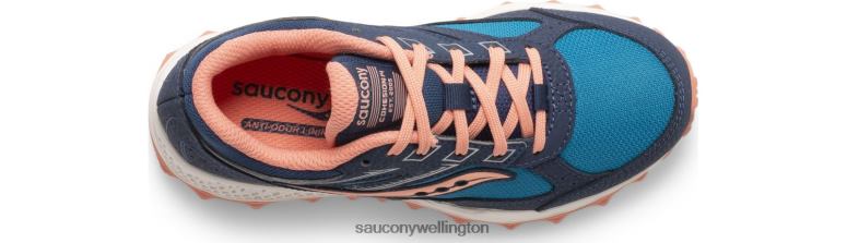 Saucony Kids Cohesion TR14 Lace Sneaker Navy/Teal/Coral 0066X896