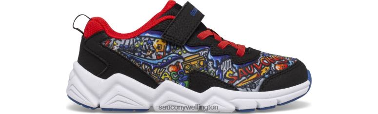 Saucony Kids Flash 3.0 A/C Sneaker Black/Red/Graffiti 0066X977