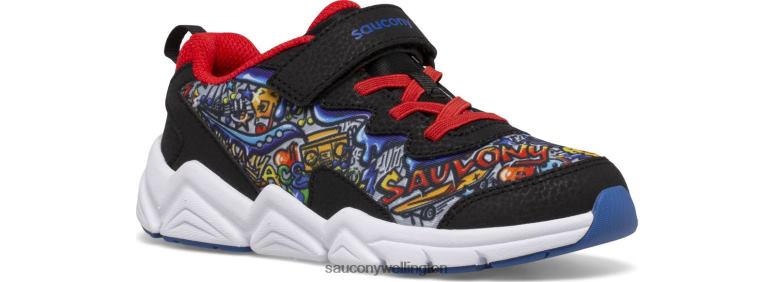 Saucony Kids Flash 3.0 A/C Sneaker Black/Red/Graffiti 0066X977
