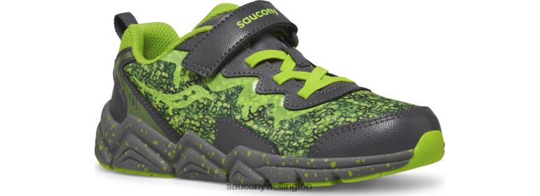 Saucony Kids Flash 3.0 A/C Sneaker Grey/Slime 0066X979