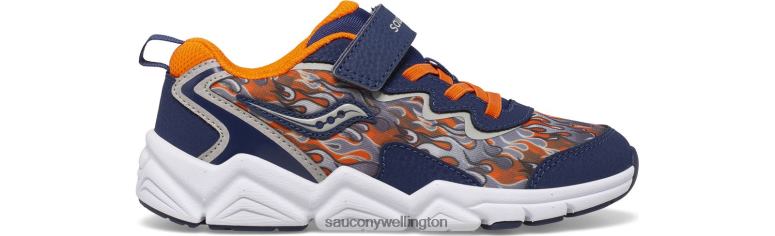 Saucony Kids Flash 3.0 A/C Sneaker Navy/Orange 0066X981