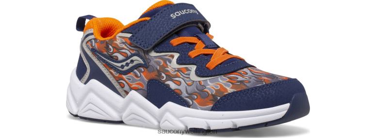 Saucony Kids Flash 3.0 A/C Sneaker Navy/Orange 0066X981