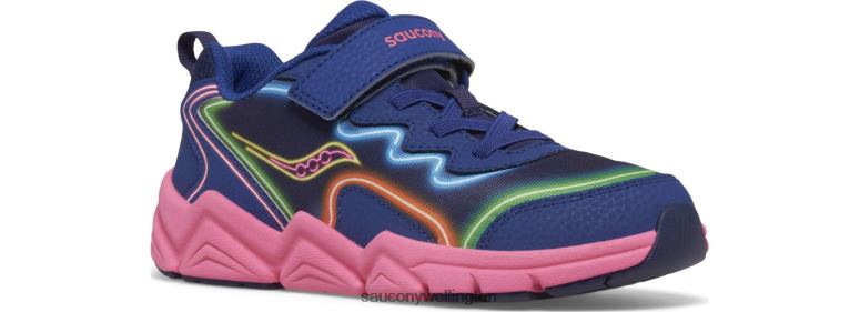 Saucony Kids Flash 3.0 A/C Sneaker Neon/Blue/Pink 0066X975