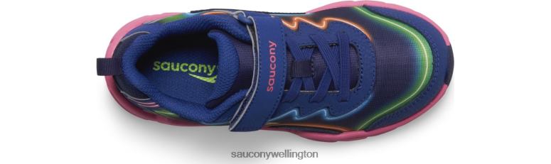 Saucony Kids Flash 3.0 A/C Sneaker Neon/Blue/Pink 0066X975