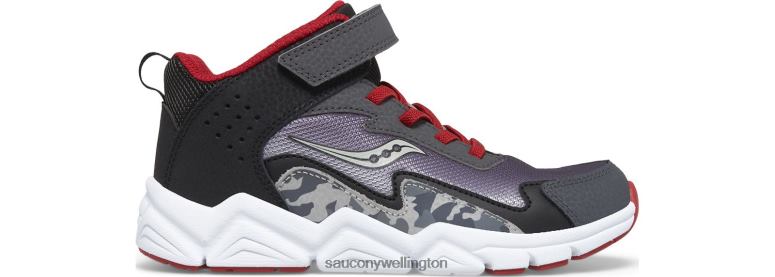 Saucony Kids Flash Mid A/C Sneaker Grey/Red 0066X1013