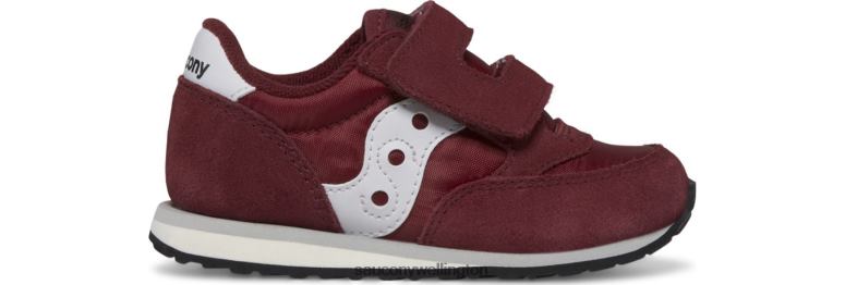 Saucony Kids Jazz Hook & Loop Sneaker Burgundy/White 0066X947