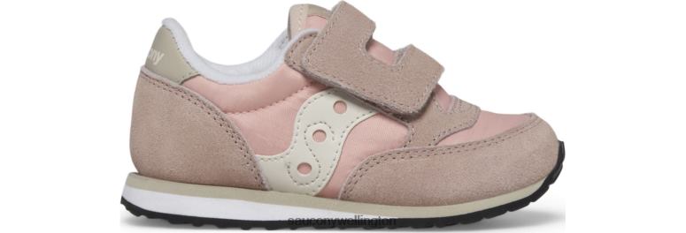 Saucony Kids Jazz Hook & Loop Sneaker Grey/Blush/Cream 0066X950