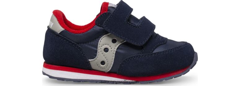 Saucony Kids Jazz Hook & Loop Sneaker Navy/Grey/Red 0066X952