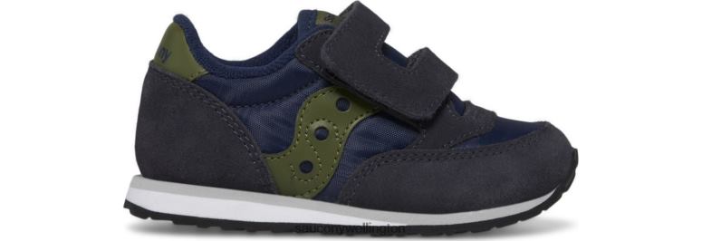 Saucony Kids Jazz Hook & Loop Sneaker Navy/Olive 0066X953