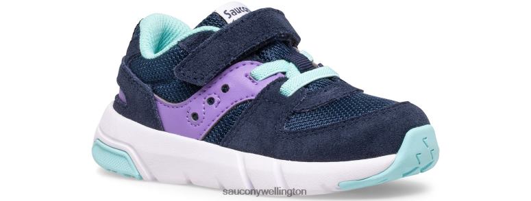 Saucony Kids Jazz Lite 2.0 Sneaker Navy/Purple/Turq 0066X905