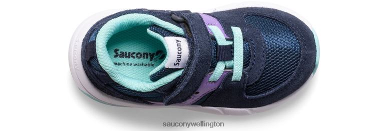 Saucony Kids Jazz Lite 2.0 Sneaker Navy/Purple/Turq 0066X905