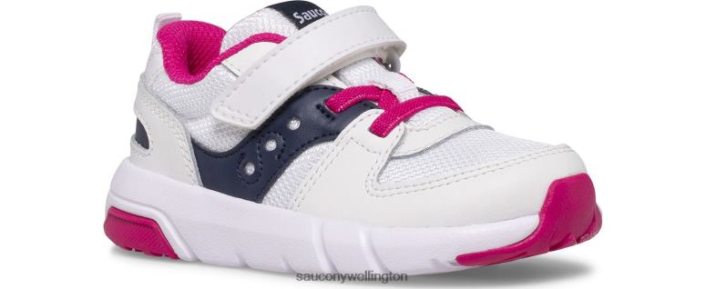 Saucony Kids Jazz Lite 2.0 Sneaker White/Navy/Pink 0066X908