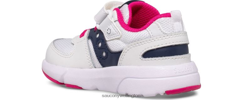 Saucony Kids Jazz Lite 2.0 Sneaker White/Navy/Pink 0066X908