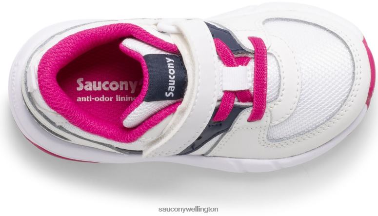 Saucony Kids Jazz Lite 2.0 Sneaker White/Navy/Pink 0066X908