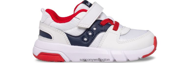 Saucony Kids Jazz Lite 2.0 Sneaker White/Navy/Red 0066X909