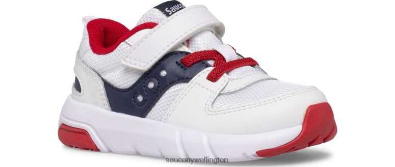 Saucony Kids Jazz Lite 2.0 Sneaker White/Navy/Red 0066X909