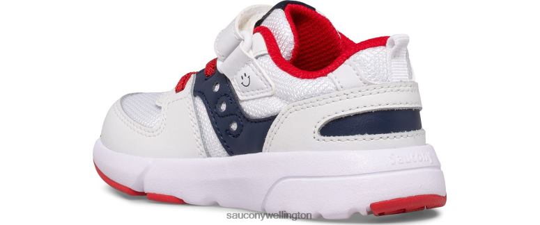 Saucony Kids Jazz Lite 2.0 Sneaker White/Navy/Red 0066X909