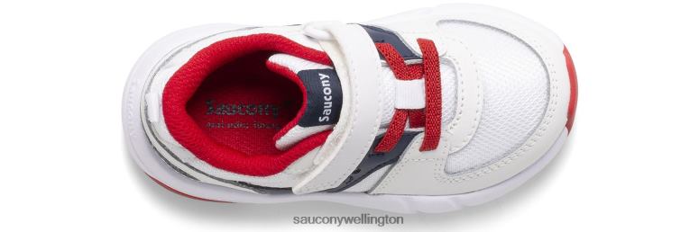 Saucony Kids Jazz Lite 2.0 Sneaker White/Navy/Red 0066X909
