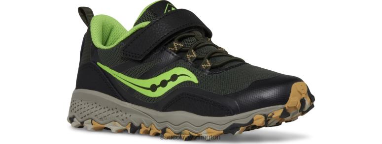 Saucony Kids Peregrine 12 Shield A/C Sneaker Black/Slime 0066X880