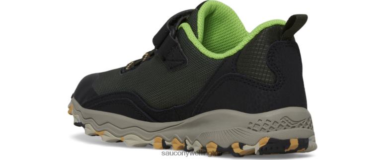 Saucony Kids Peregrine 12 Shield A/C Sneaker Black/Slime 0066X880