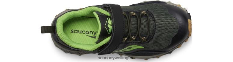 Saucony Kids Peregrine 12 Shield A/C Sneaker Black/Slime 0066X880