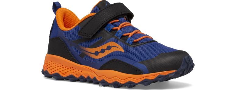 Saucony Kids Peregrine 12 Shield A/C Sneaker Navy/Orange 0066X879