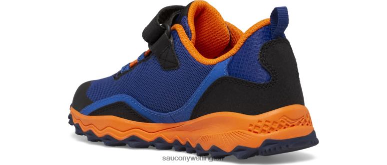 Saucony Kids Peregrine 12 Shield A/C Sneaker Navy/Orange 0066X879