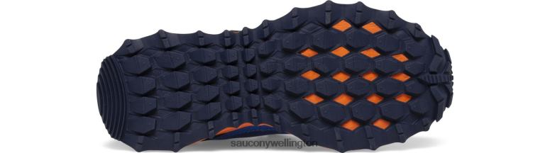 Saucony Kids Peregrine 12 Shield A/C Sneaker Navy/Orange 0066X879