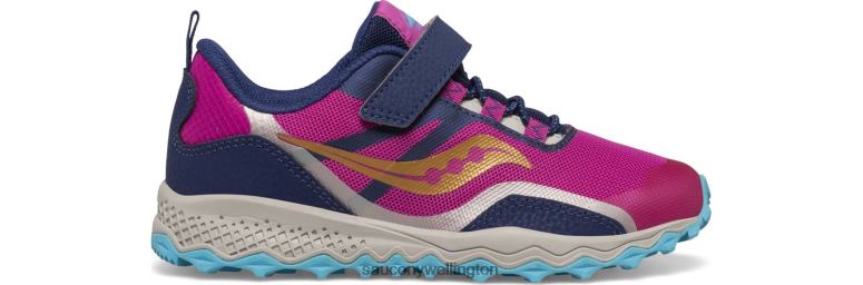 Saucony Kids Peregrine 12 Shield A/C Sneaker Navy/Pink/Turq 0066X881