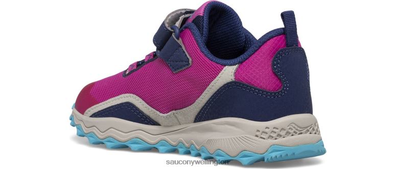 Saucony Kids Peregrine 12 Shield A/C Sneaker Navy/Pink/Turq 0066X881