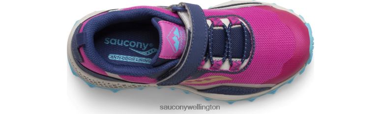 Saucony Kids Peregrine 12 Shield A/C Sneaker Navy/Pink/Turq 0066X881